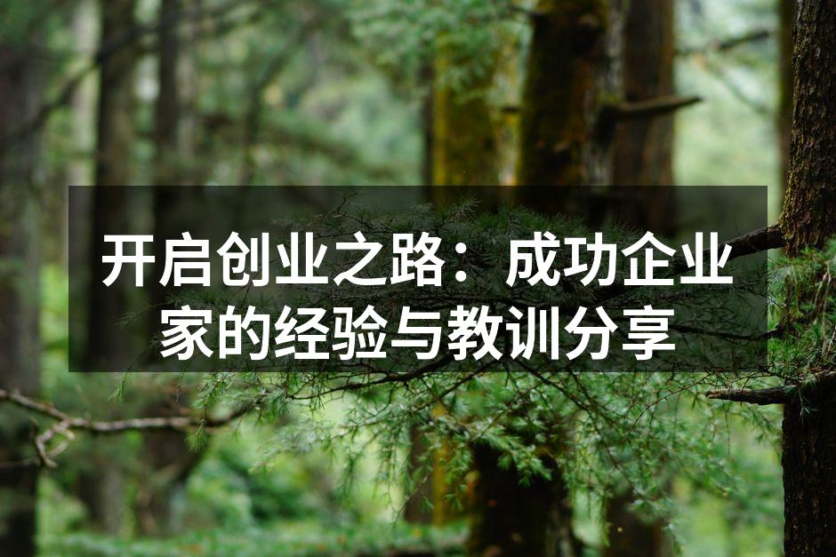 开启创业之路：成功企业家的经验与教训分享