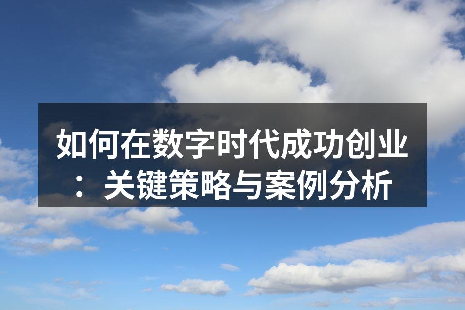 如何在数字时代成功创业：关键策略与案例分析